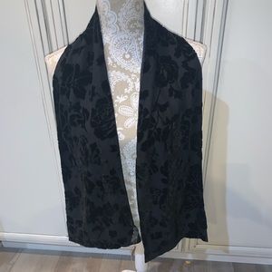 NWT Vintage Echo Silk velvet black floral scarf